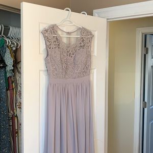 Lilac coloured floor length dress